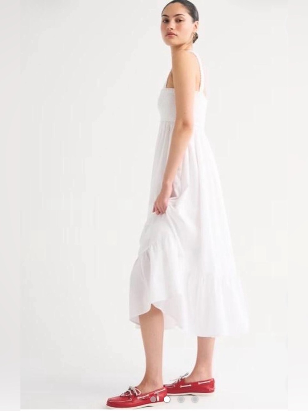 Abercrombie & Fitch White Maxi Sundress with Smocked Bodice